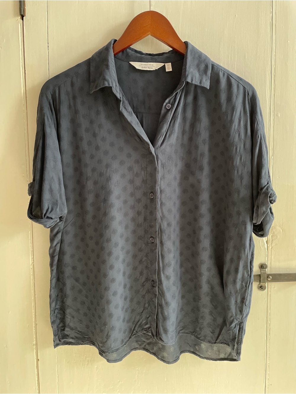& Other Stories Stockholm Atelier Short Sleeve Button Up Textured Blouse Size 2